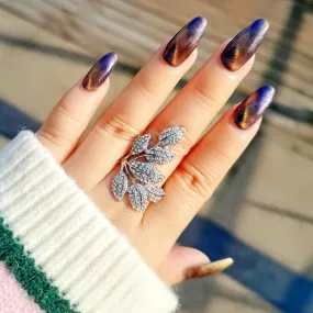 Luxury Crystal Leaf Finger Rings For Women