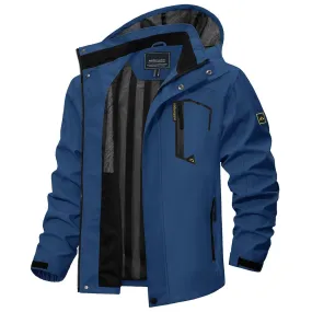 Men's Lightweight Waterproof Windproof Outdoor Hiking Jacket with Zipped Pockets