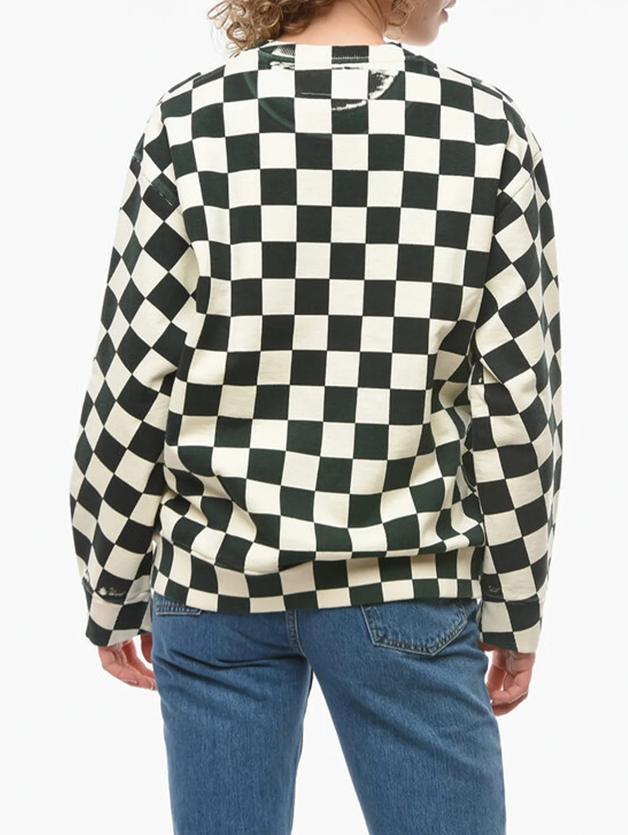 MM6 Beige/Green Check Print Sweatshirt