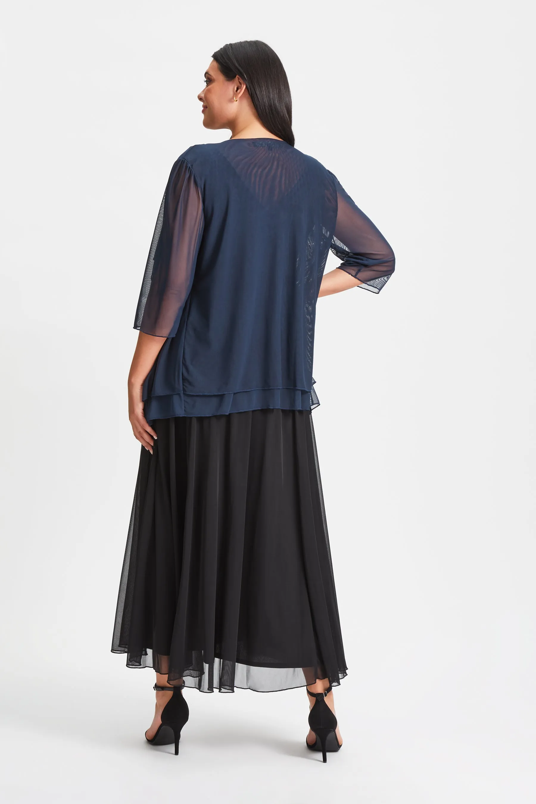 Navy Waterfall Layered Shrug