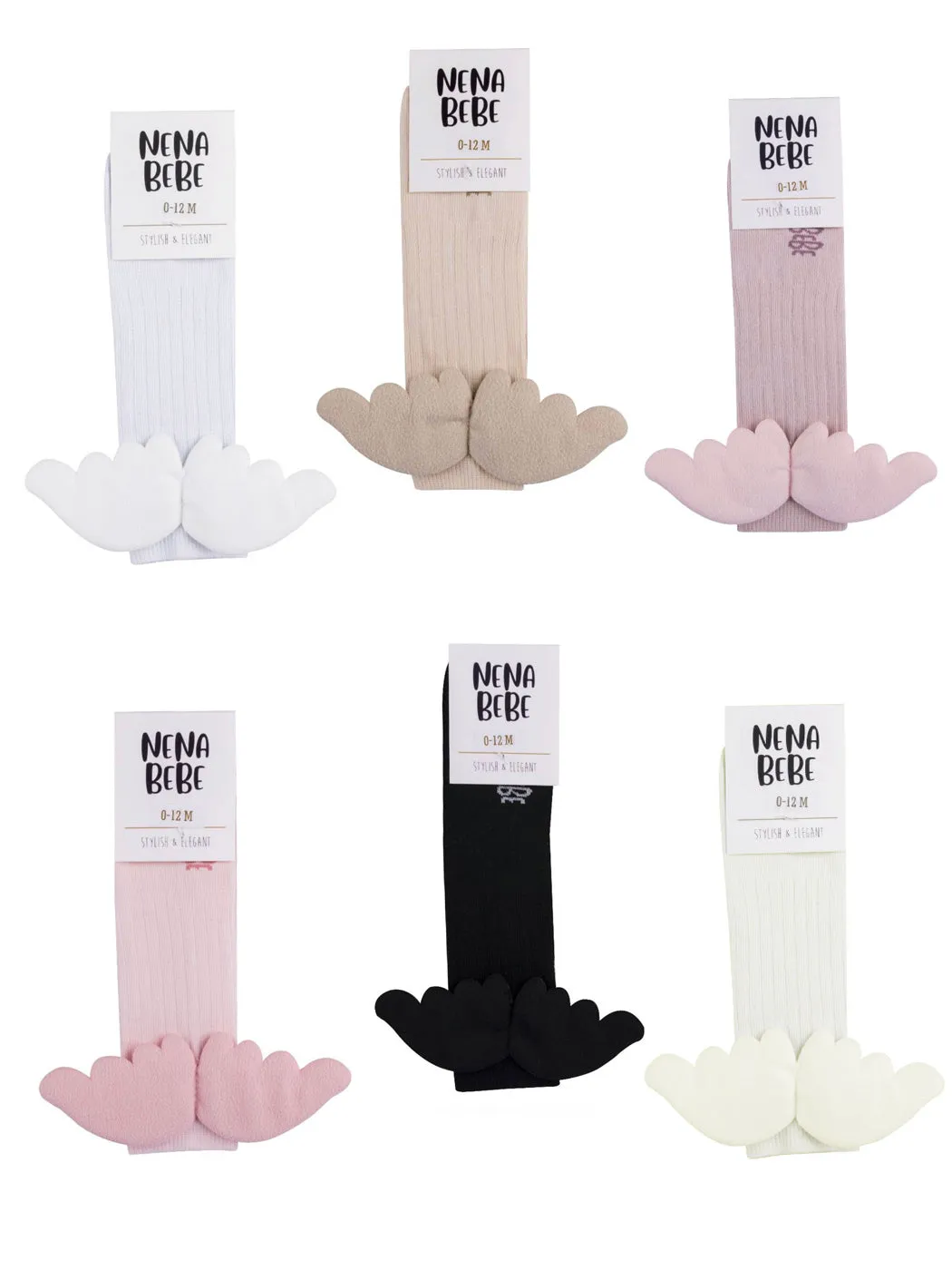 NENA BEBE Knee-high socks with wings-B5008 ecru