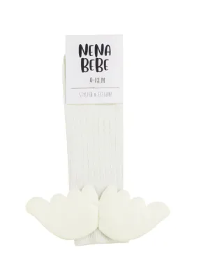 NENA BEBE Knee-high socks with wings-B5008 ecru