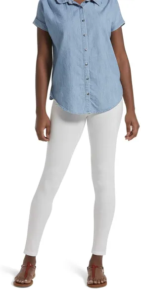 New No Nonsense Women's Cotton Legging, no-show coverage, retains shape & colour, white, Sz M!