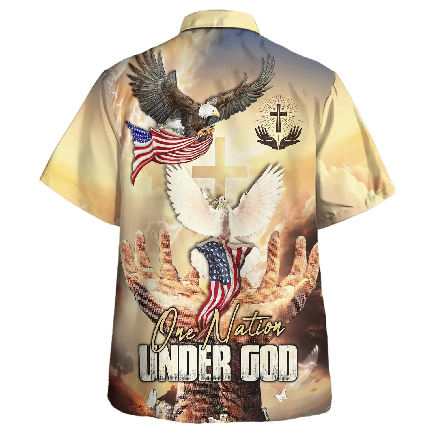 One Nation Under God American Eagle Hawaiian Shirt - Christian Hawaiian Shirt - Religious Hawaiian Shirts
