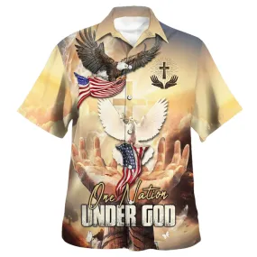 One Nation Under God American Eagle Hawaiian Shirt - Christian Hawaiian Shirt - Religious Hawaiian Shirts