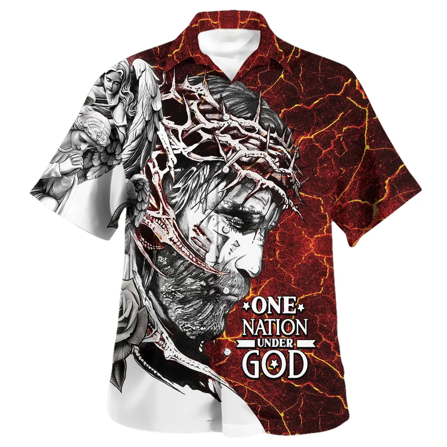 One Nation Under God Jesus Christ 1 Hawaiian Shirt - Christian Hawaiian Shirt - Religious Hawaiian Shirts