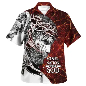 One Nation Under God Jesus Christ 1 Hawaiian Shirt - Christian Hawaiian Shirt - Religious Hawaiian Shirts