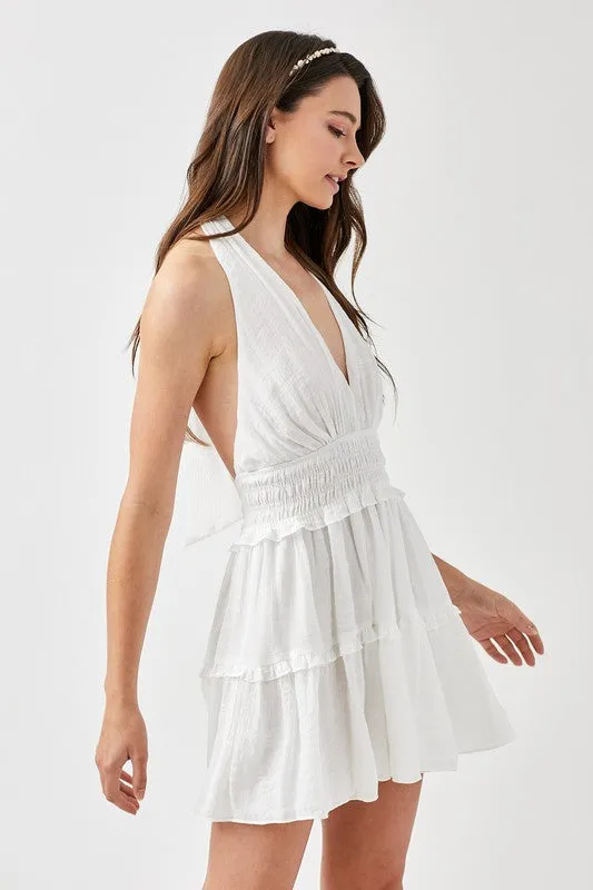 Open Back Halter Neck Mini Dress