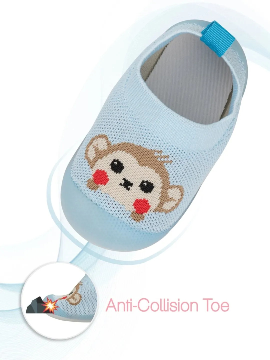 Playful Blue Monkey-Themed Shoe Socks for Boys