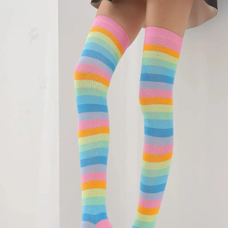 Playful Multicolor Striped Socks – Stretchy and Stylish