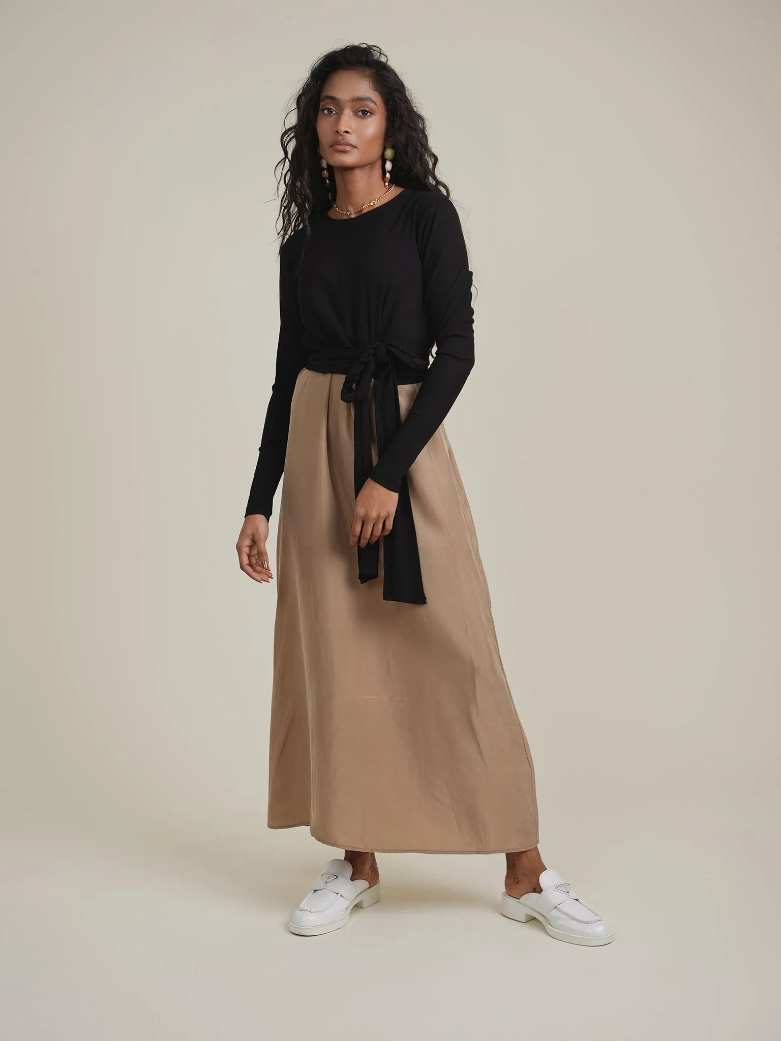 point maxi length v-neck slip dress