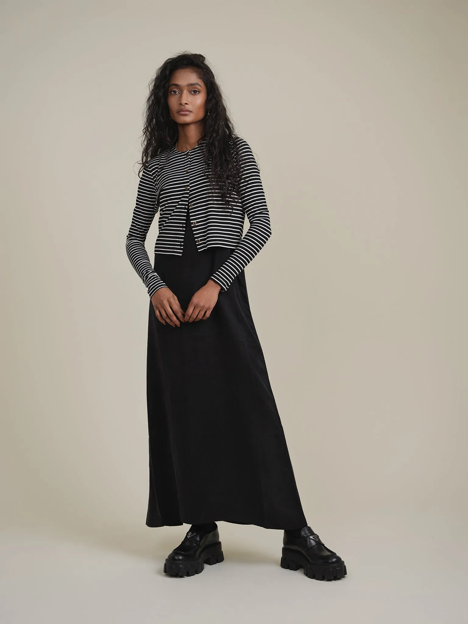 point maxi length v-neck slip dress
