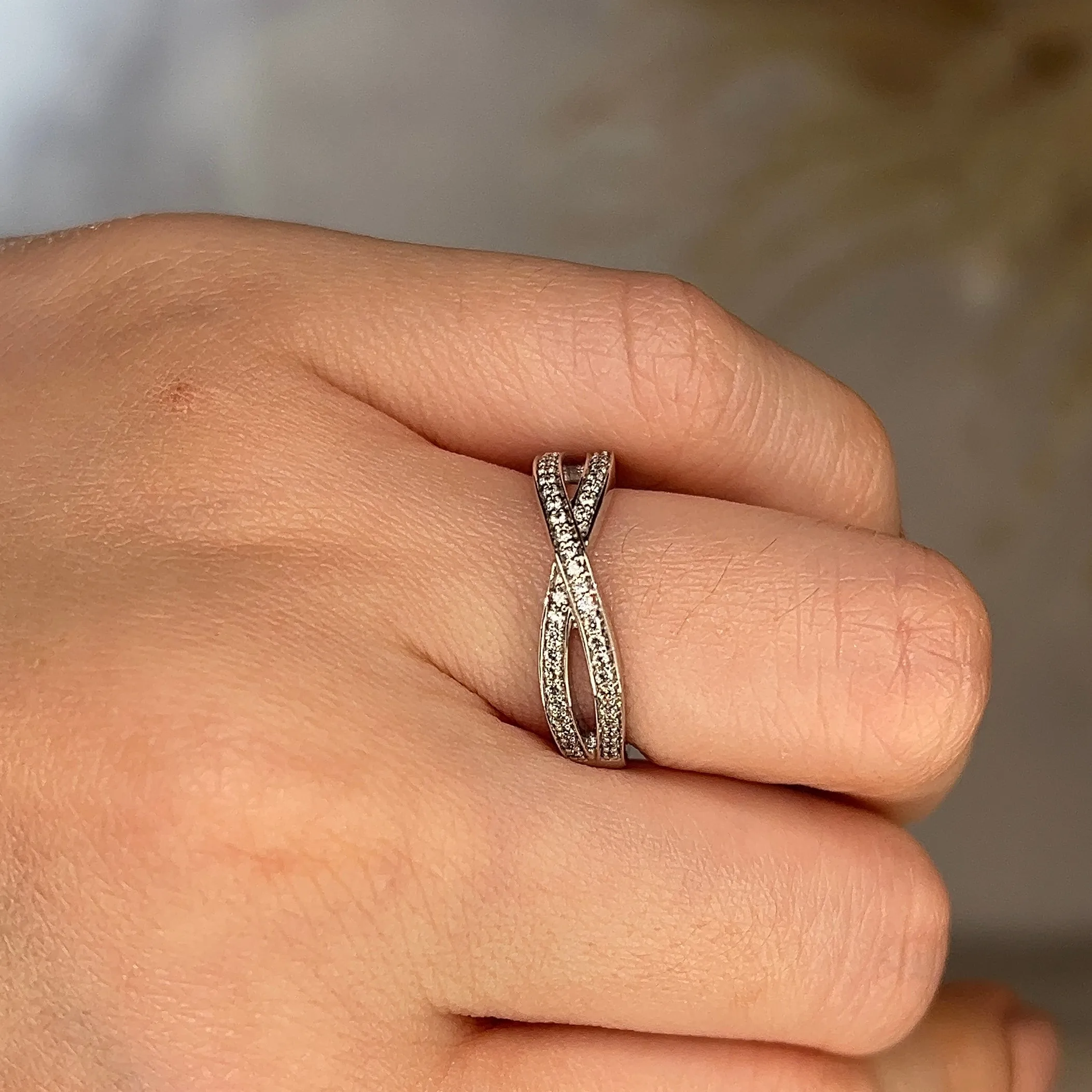 "Ciana" Crossover Grain Set 0.20ct Diamond Eternity Ring ET67