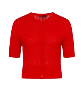 Red Lasercut Wendi Cardigan- Size Small