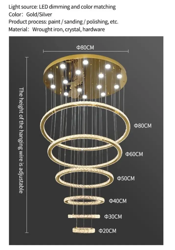 Rings Chandeliers for Loft Villa Duplex Design - Chrome