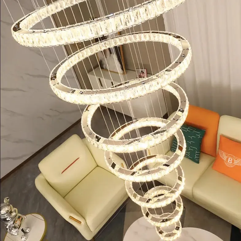 Rings Chandeliers for Loft Villa Duplex Design - Gold