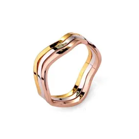 Ripple Elegance: Rose Gold and Platinum Ring