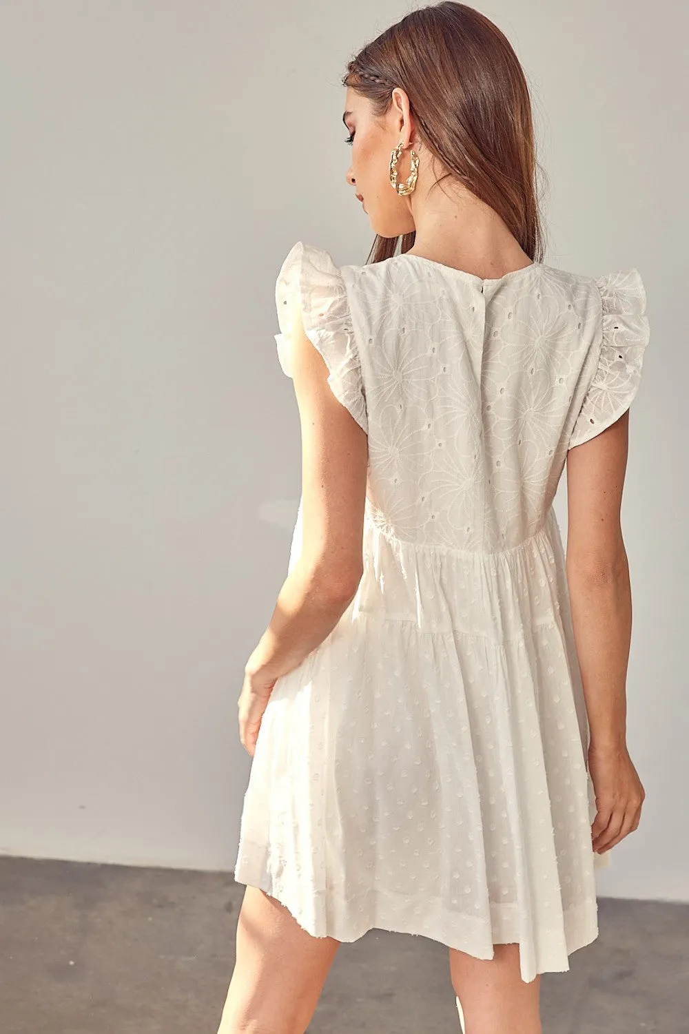 Romper Dress In Off White Eyelet