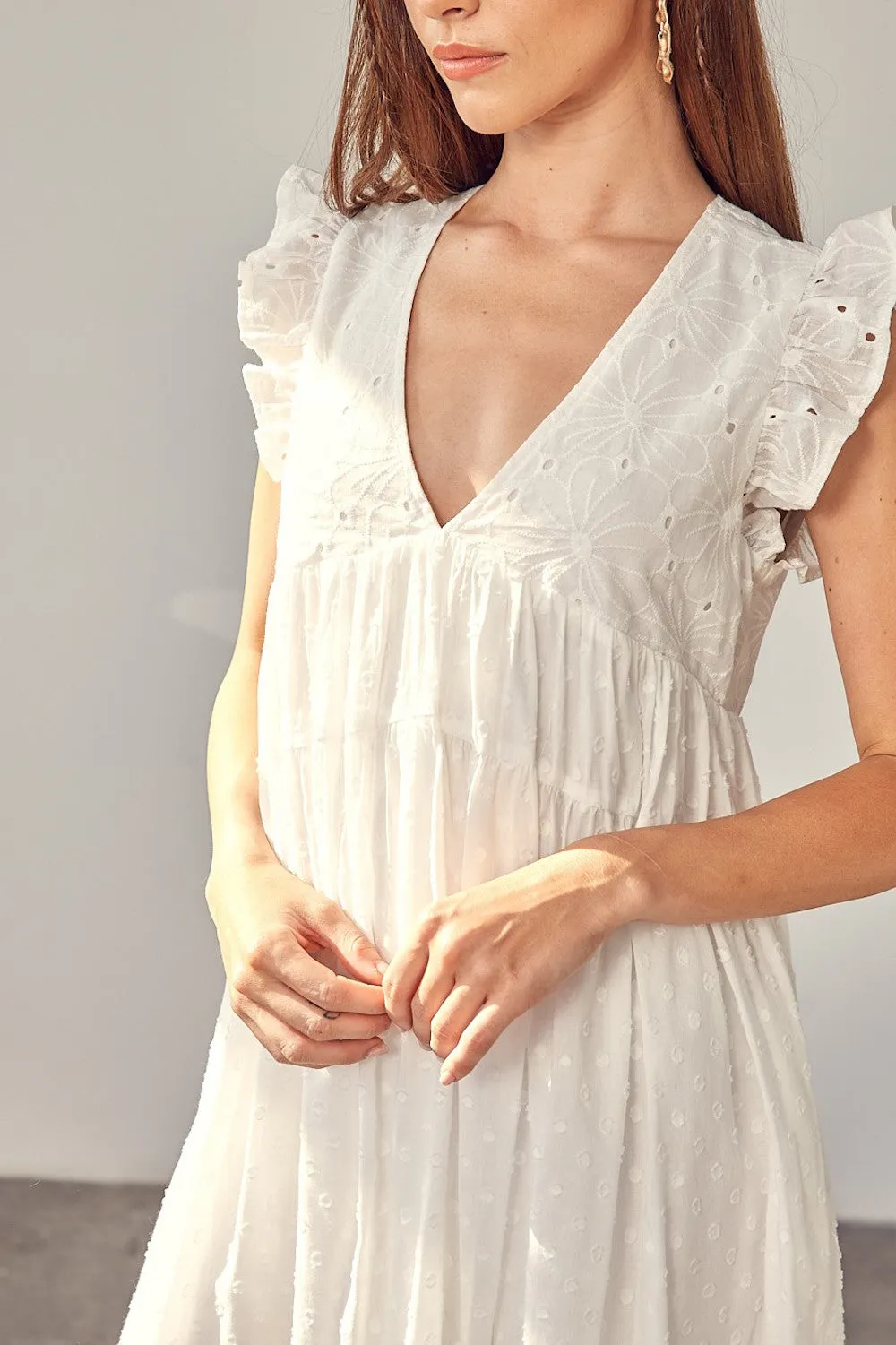 Romper Dress In Off White Eyelet