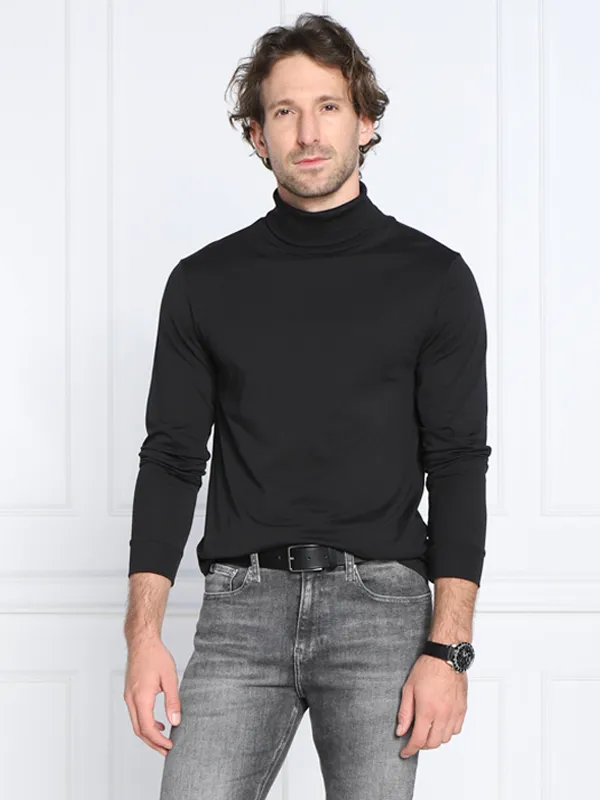Smooth Cotton Ls Roll Neck