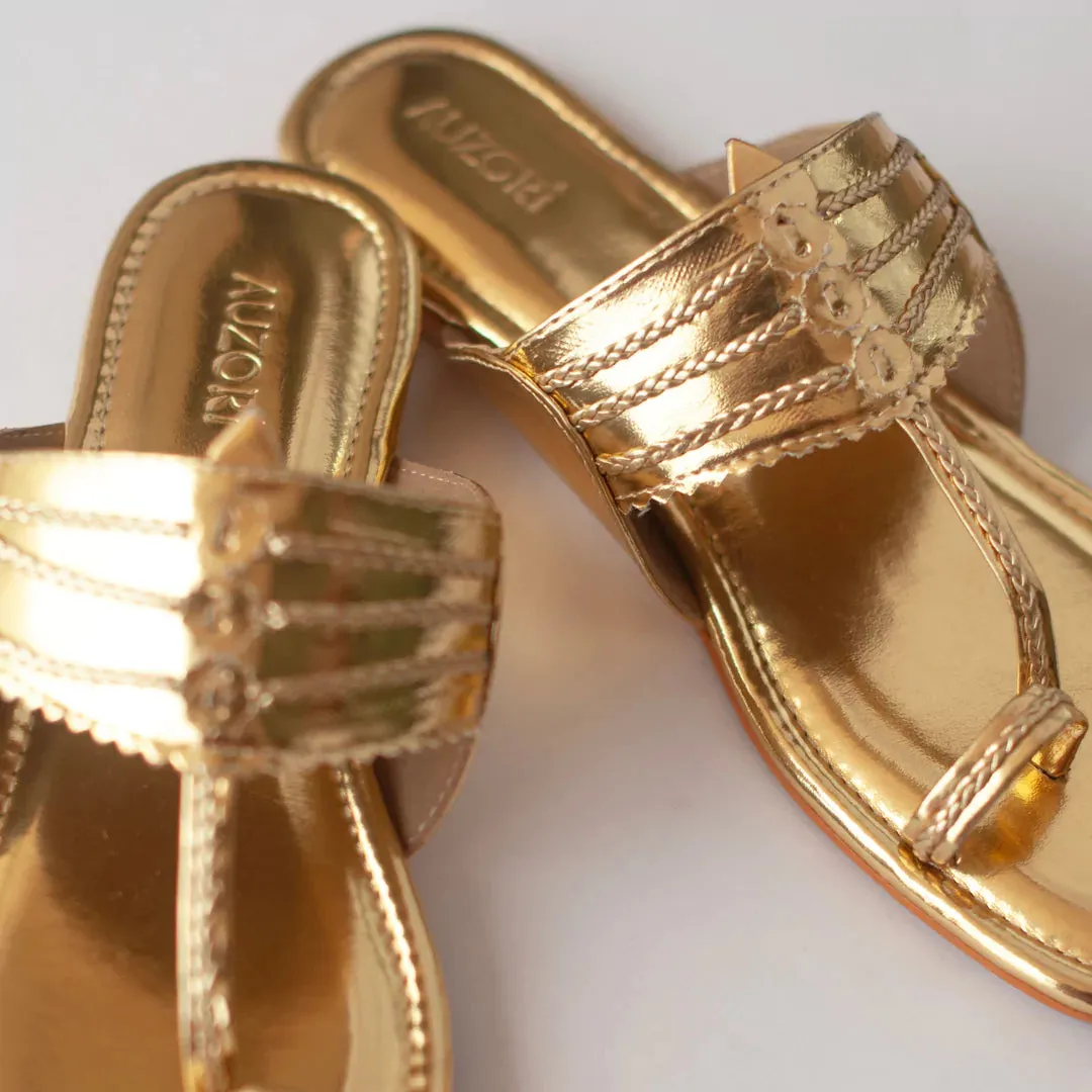 Soleia Gold Kolhapuri Flats