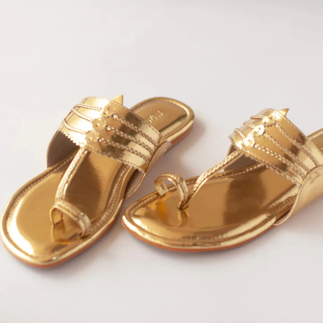 Soleia Gold Kolhapuri Flats