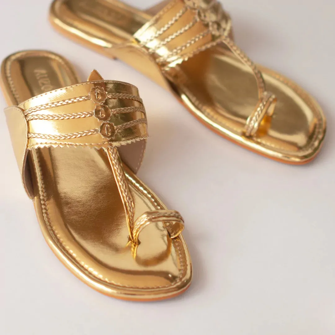 Soleia Gold Kolhapuri Flats
