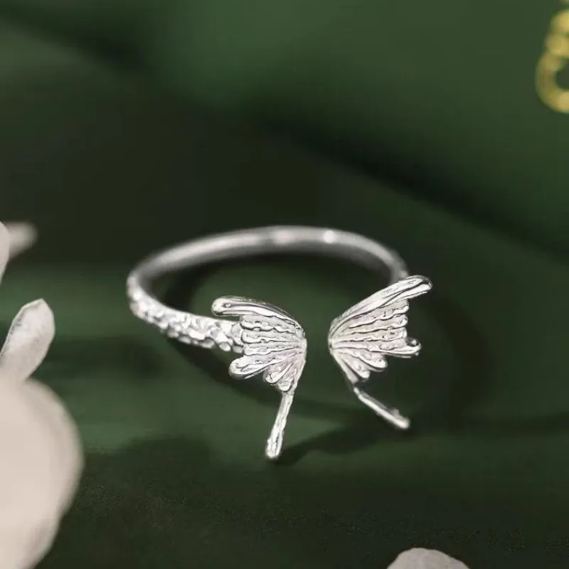 Sterling Silver Luxury Adjustable Zircon Butterfly Rings