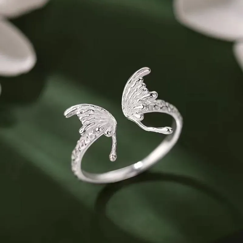 Sterling Silver Luxury Adjustable Zircon Butterfly Rings