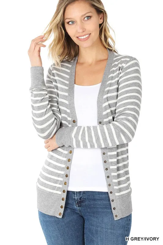 Stripe Snap Cardigan - Final Sale