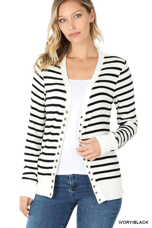 Stripe Snap Cardigan - Final Sale