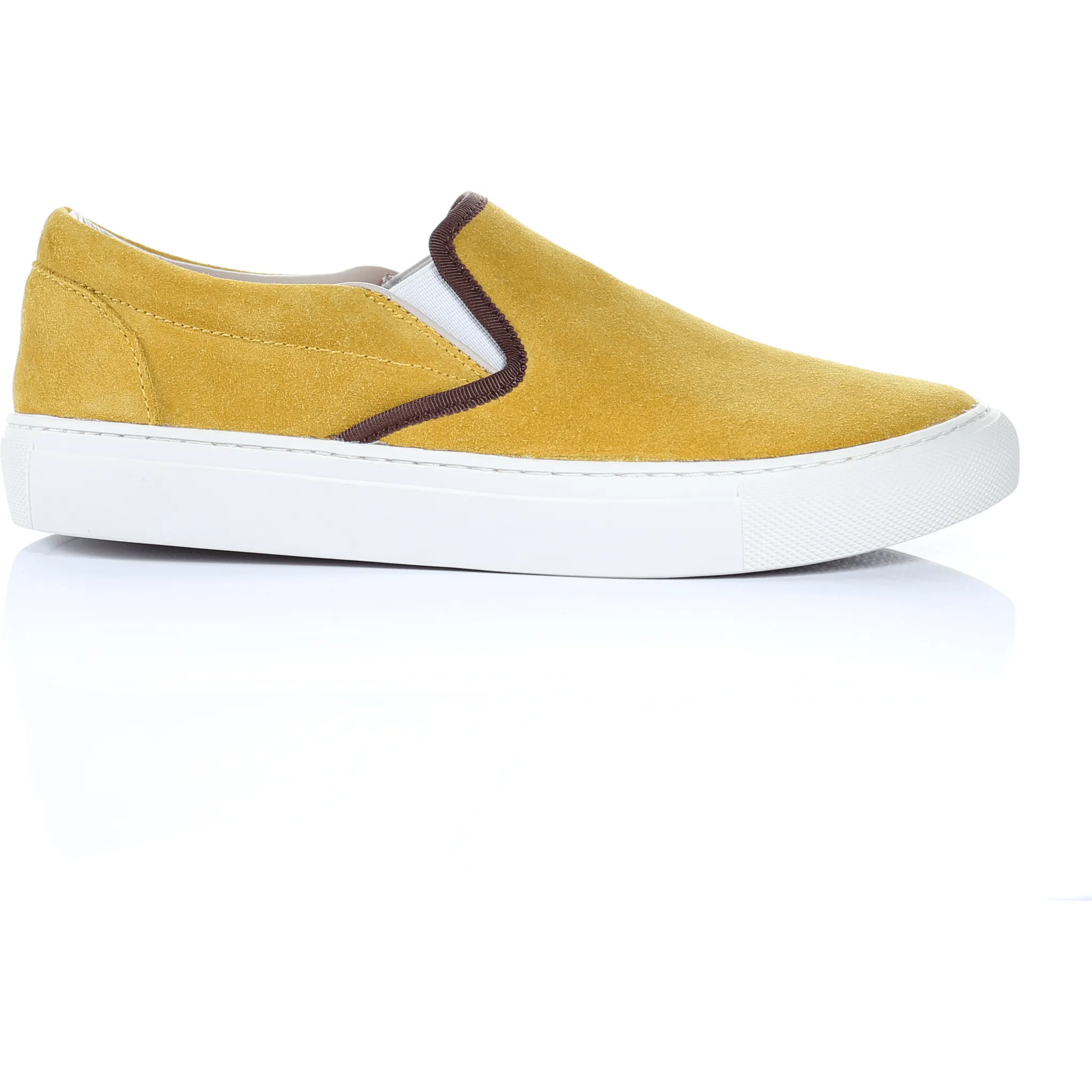 Suede Slip on Sneaker in Mustard