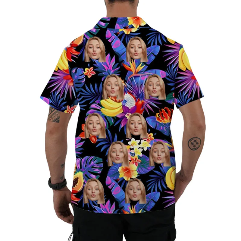 Tropical Fruit Print Men’s Summer Set Short-Sleeved Shirt & Beach Shorts Casual Wear