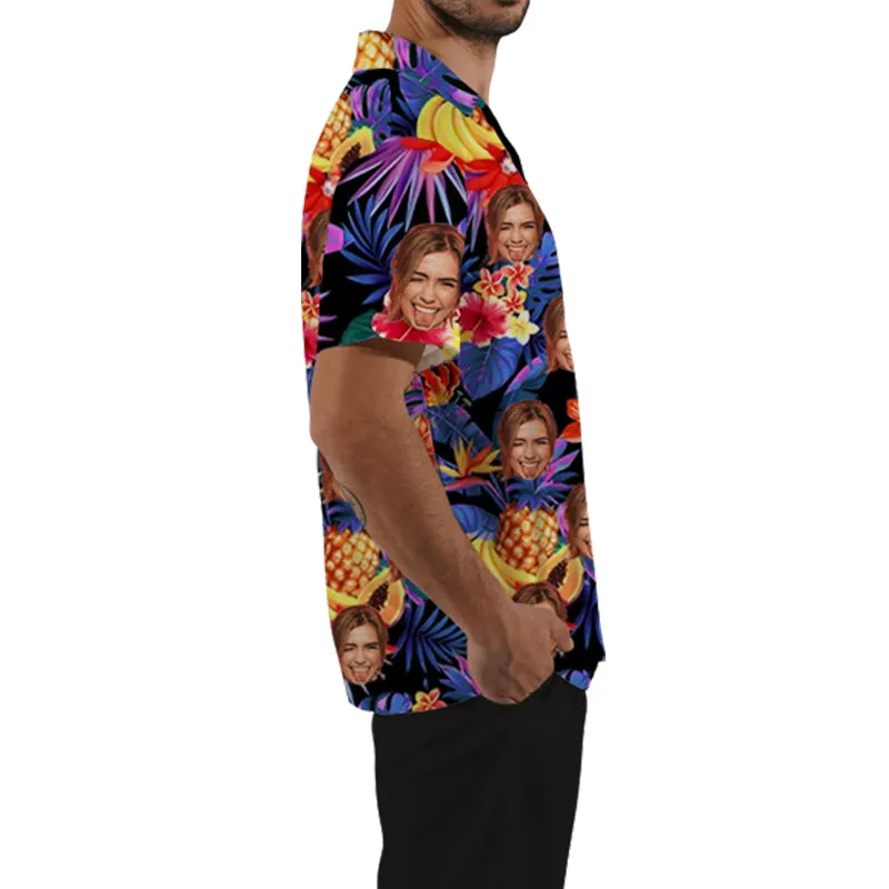 Tropical Fruit Print Men’s Summer Set Short-Sleeved Shirt & Beach Shorts Casual Wear