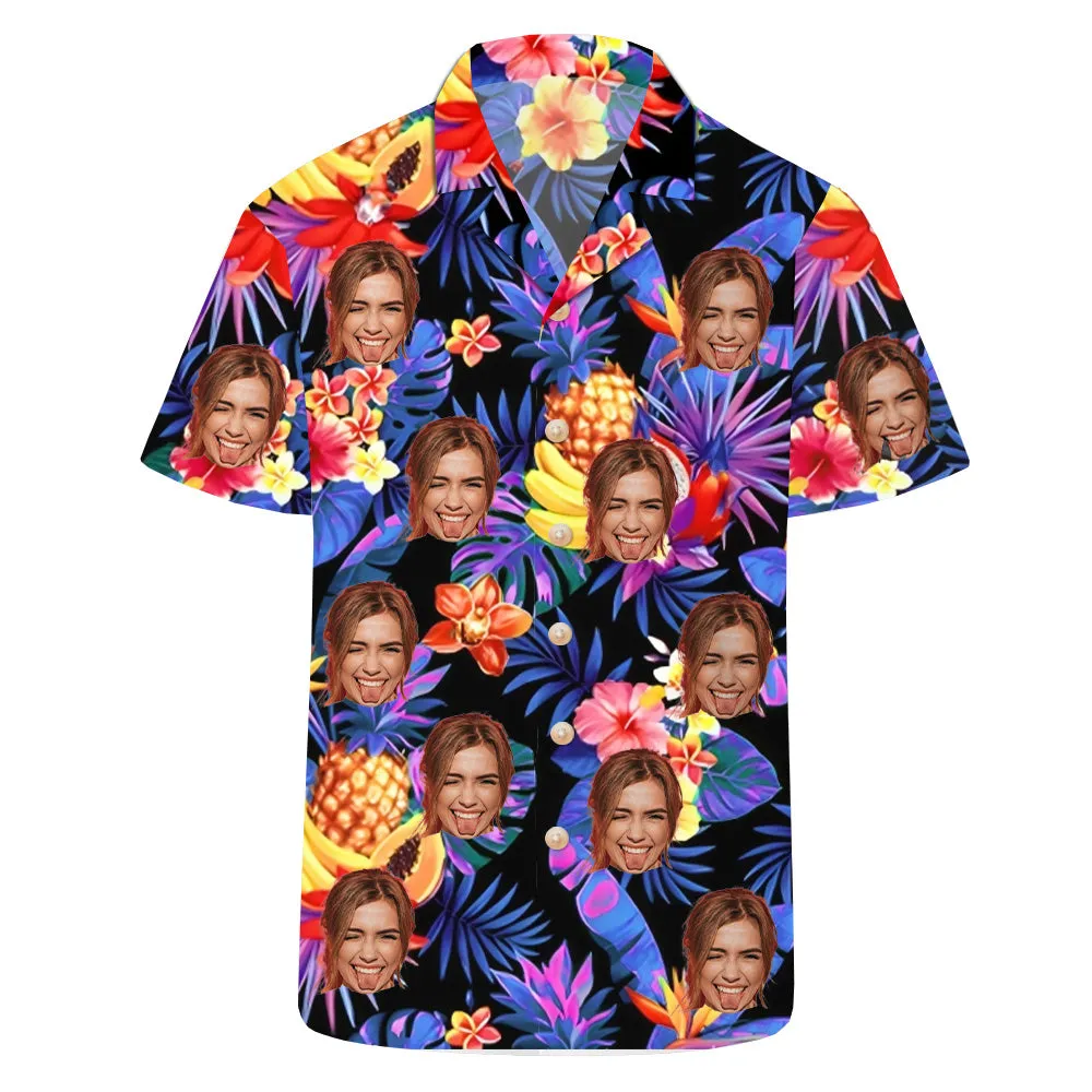 Tropical Fruit Print Men’s Summer Set Short-Sleeved Shirt & Beach Shorts Casual Wear