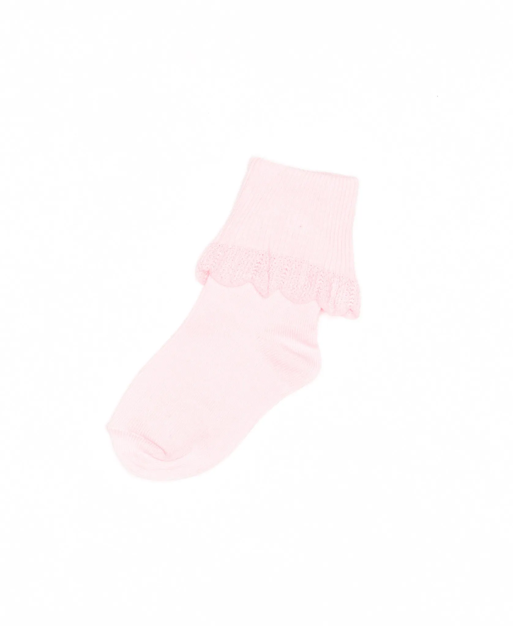 Turncuff With Crochet Edge Pink Socks