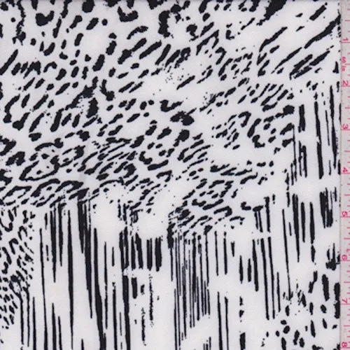 White/Black Animal Print Block Nylon Knit Fabric