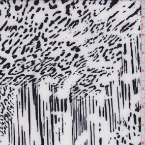 White/Black Animal Print Block Nylon Knit Fabric