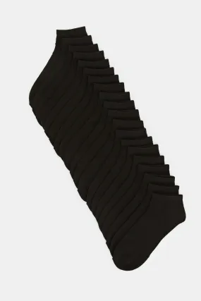 Women Black Basic Ankle Box Socks (Pack Of 10)
