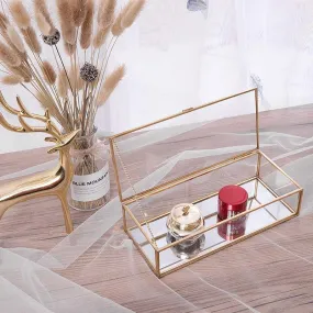 Yeknu Elegance Gold Lining Glass Jewelry Box