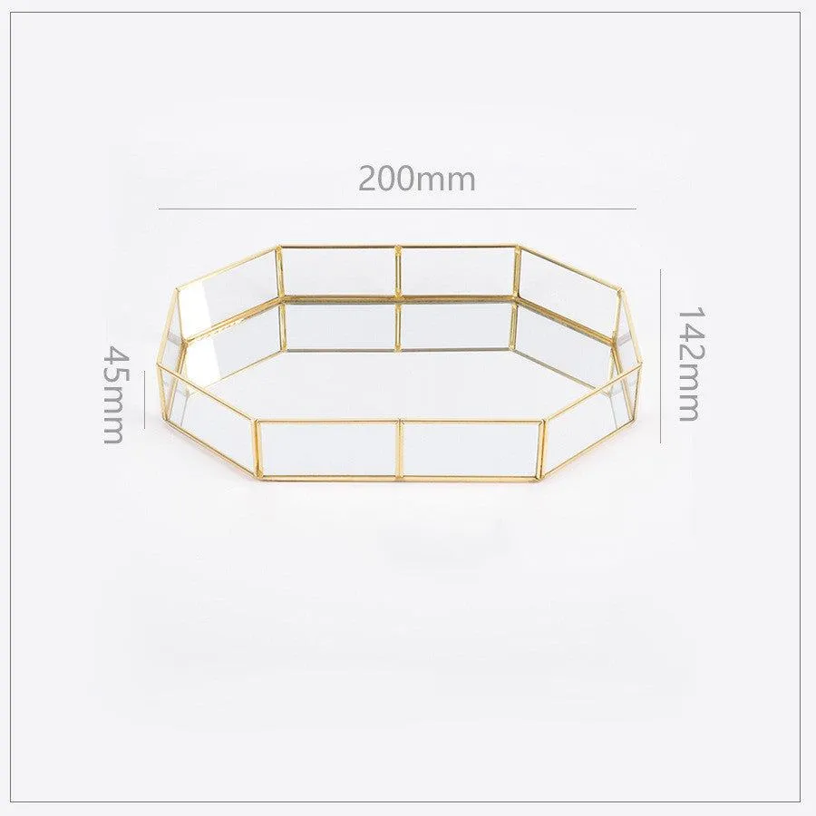 Yeknu Gold Lining Polygon Mirror Tray