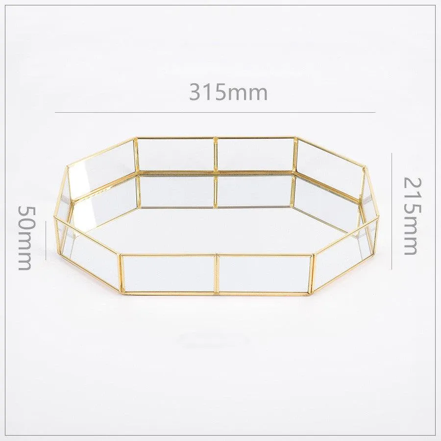 Yeknu Gold Lining Polygon Mirror Tray