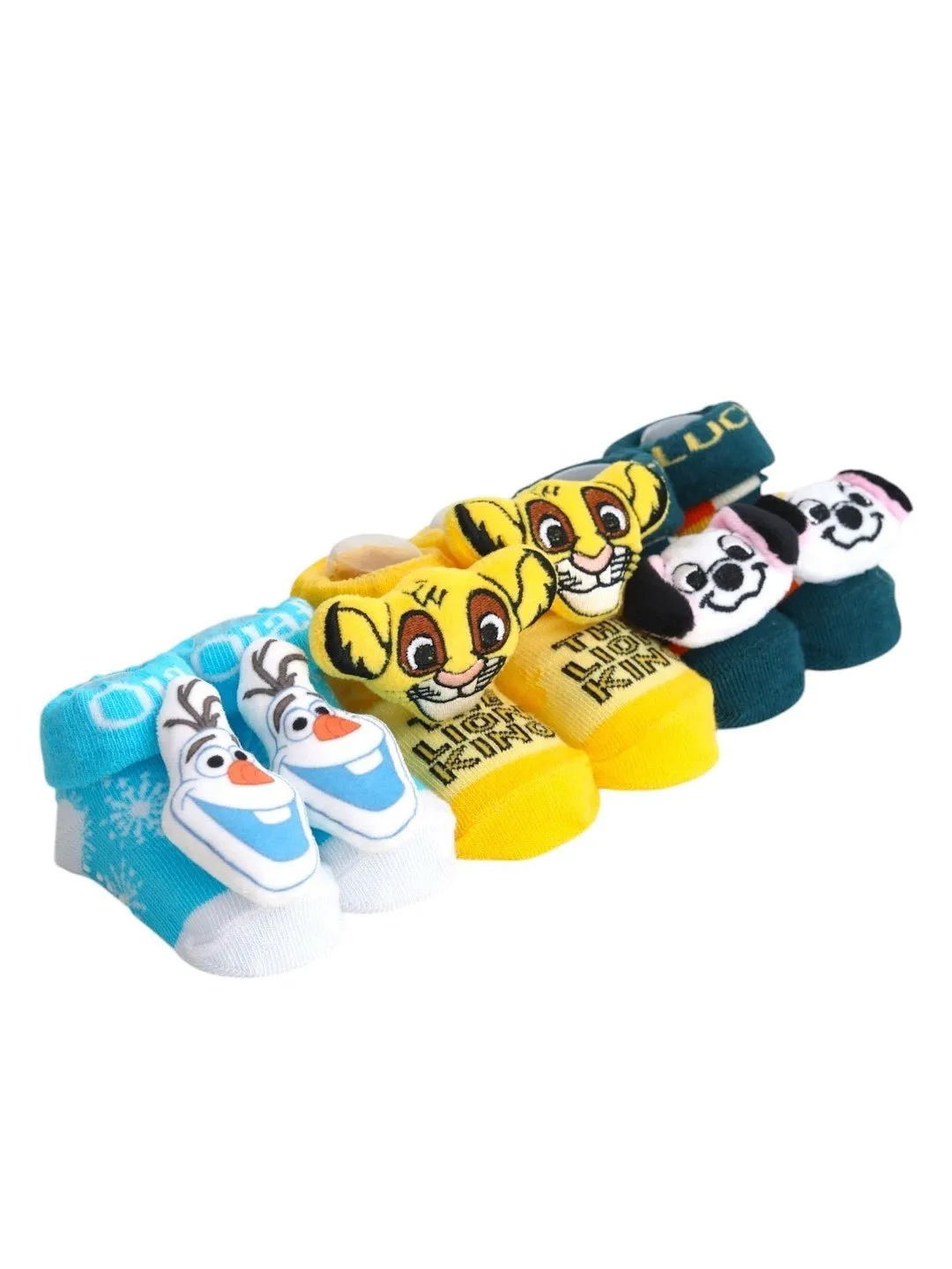 Yellow Bee Boys’ Disney 3D Socks Trio – The Lion King, 101 Dalmatians Lucky Dog, and Frozen Olaf
