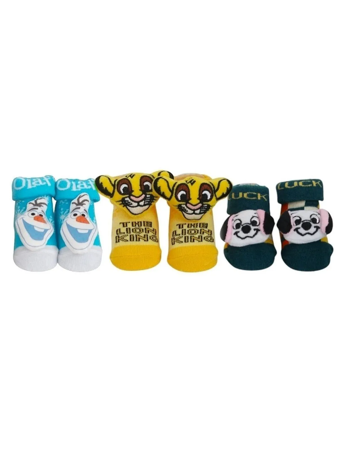 Yellow Bee Boys’ Disney 3D Socks Trio – The Lion King, 101 Dalmatians Lucky Dog, and Frozen Olaf