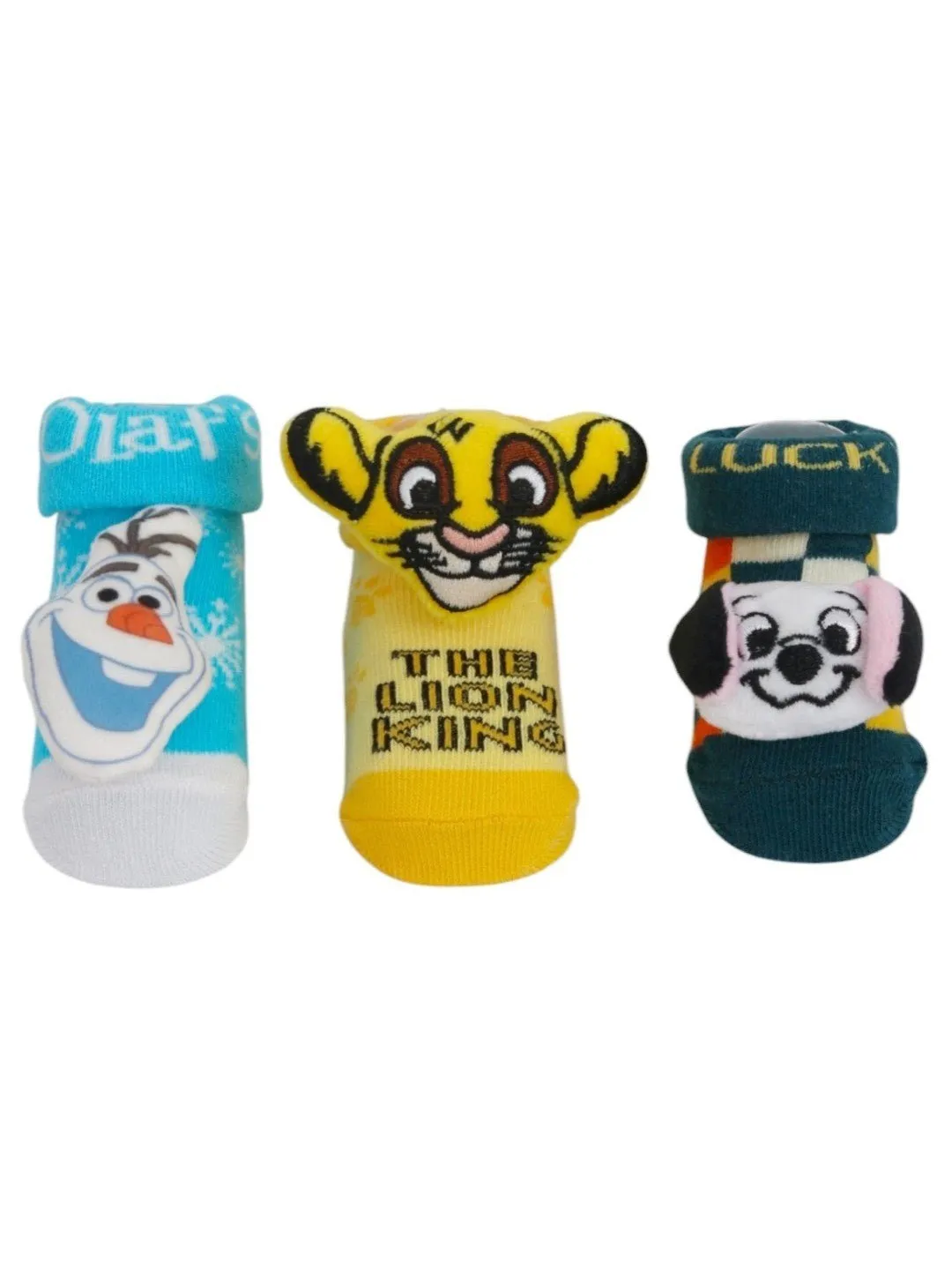 Yellow Bee Boys’ Disney 3D Socks Trio – The Lion King, 101 Dalmatians Lucky Dog, and Frozen Olaf