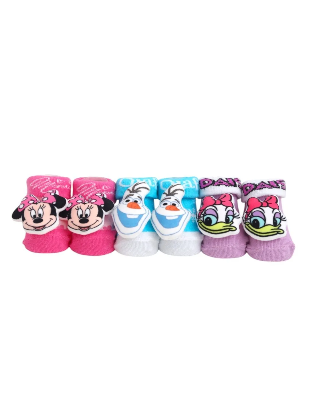 Yellow Bee Disney Trio 3D Socks Combo – Minnie Mouse, Daisy Duck, and Frozen Olaf For Girls & Boys