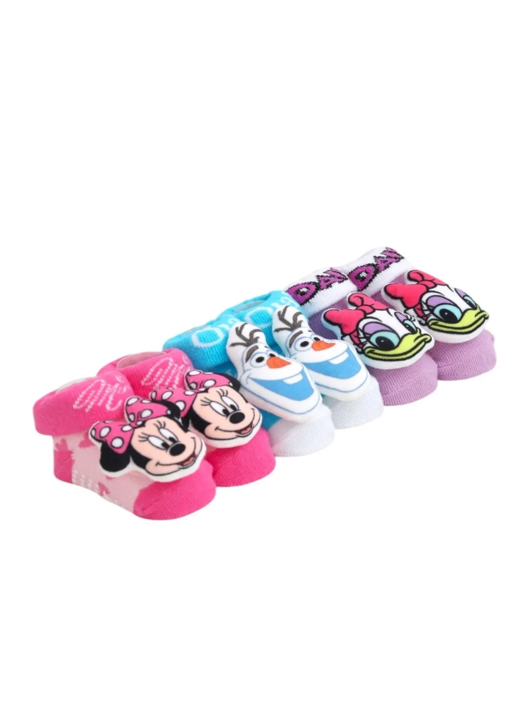 Yellow Bee Disney Trio 3D Socks Combo – Minnie Mouse, Daisy Duck, and Frozen Olaf For Girls & Boys