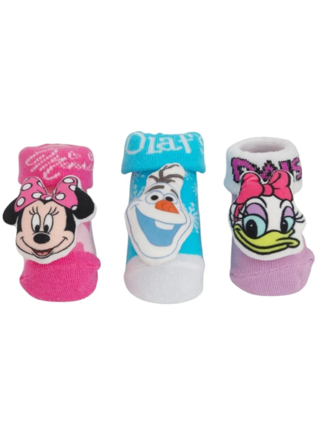 Yellow Bee Disney Trio 3D Socks Combo – Minnie Mouse, Daisy Duck, and Frozen Olaf For Girls & Boys
